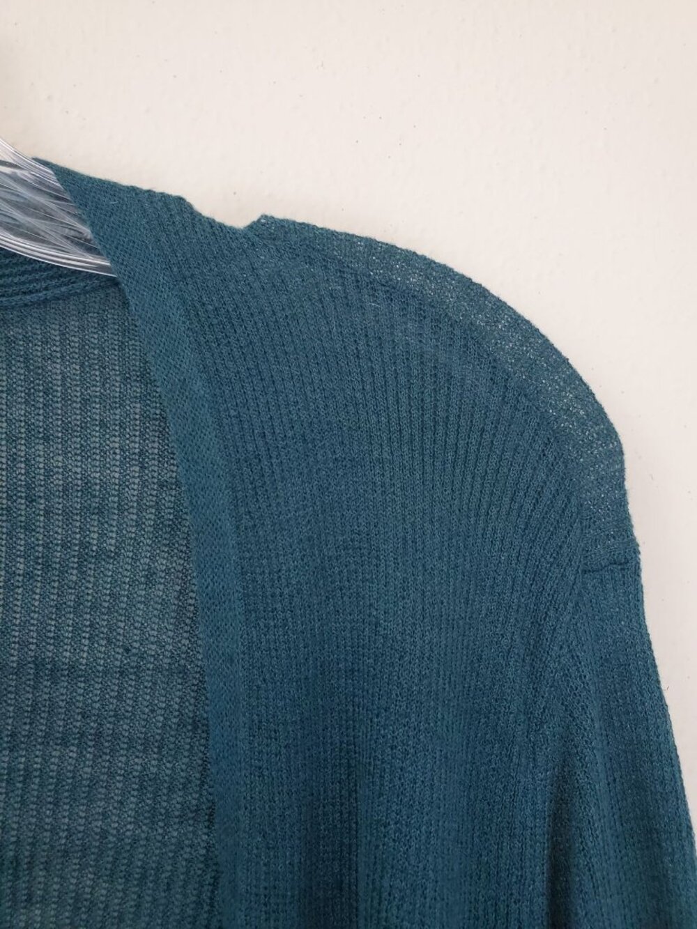 Eileen Fisher dark teal lightweight open front cardigan - Picture 2 of 8
